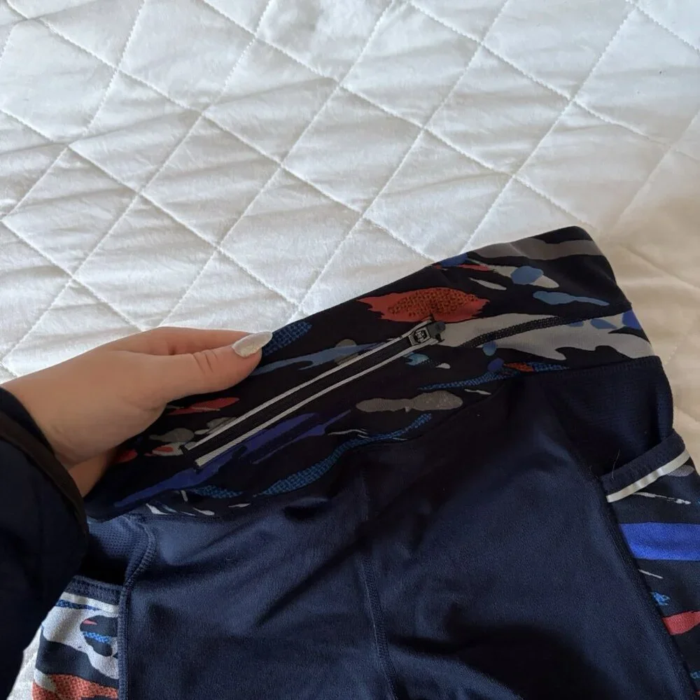 Athleta Cropped Leggings Pants Womens Size Small Blue‎ Stretch Yoga Activewear